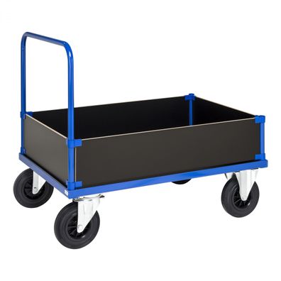Kongamek Kastenwagen in blau 1200x800x900mm mit verzinkter Ladeflaeche, Schiebegriff
