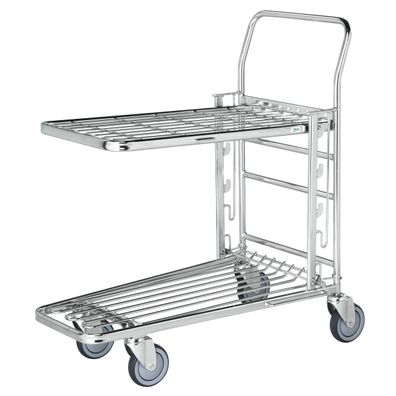 Kongamek Einkaufswagen mit 2 Boeden verstellbar 890x520x1000mm Gummi 300kg Tragkraft