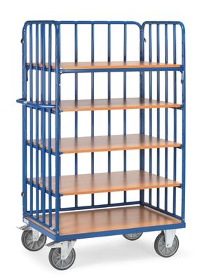Fetra Etagenwagen mit 5 Boeden, aengswand und Streben 1000x600mm