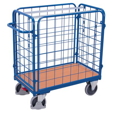 VARIOfit Paket-Vierwandwagen, niedrig, seitlich vergittert Ladeflaeche 850x500mm Enz