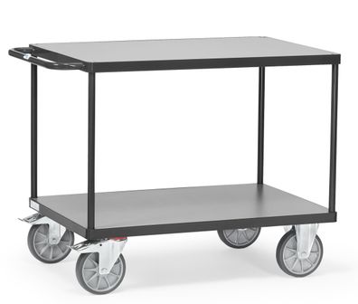 Fetra Tischwagen mit Holzwerkstoffplatten 2 Etagen 1000x600mm Ladeflaeche Grey Editi