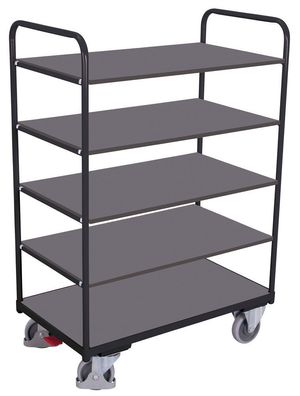 VARIOfit Etagenwagen, hoch mit 5 Ladeflaechen 1000x600mm Anthrazitgrau RAL 7016
