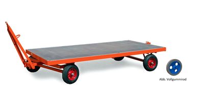 Rollcart Industrieanhaenger mit 1-Achs- Drehschemel- Lenkung 2500x1250mm Vollgummi