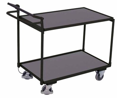 VARIOfit Tischwagen mit gebogenem Schiebegriff und 2 Ladeflaechen 985x590mm sowie To
