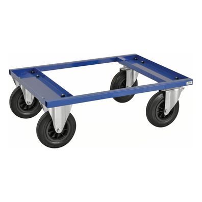 Kongamek Palettenwagen in blau 270mm hoch ohne Bremse fuer Halbpaletten 800x600mm