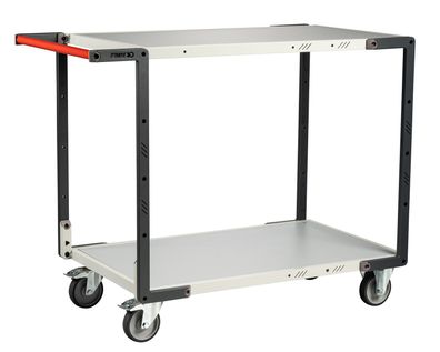 FIMM Tischwagen mit umklappbaren Buegel 2 Etagen Ladeflaeche 1000x595mm Tragkraft 25