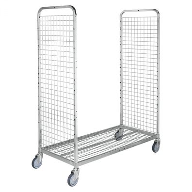 Kongamek Kommissionierwagen verzinkt 1300x625x1230mm 2 Gitterwaende mit Gummibereifu