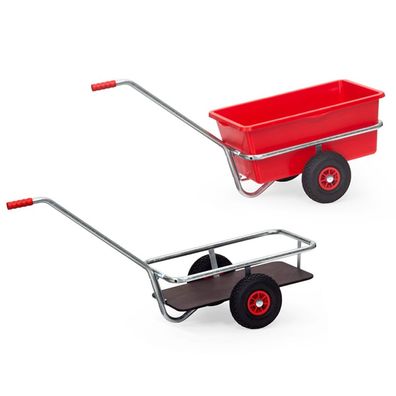 Fetra Handwagen mit Kasten 700x400mm fuer Aussenbereich Vollgummibereifung