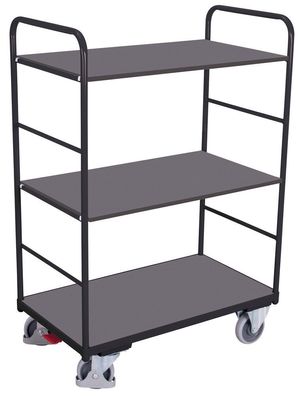 VARIOfit Etagenwagen, hoch mit 3 Ladeflaechen 850x500mm Anthrazitgrau RAL 7016