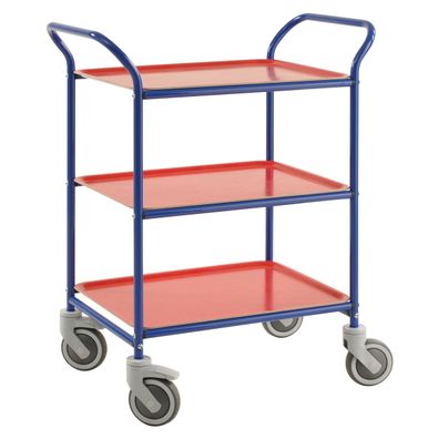 Kongamek Tablettwagen 770x495x960mm blau pulverbeschichtet mit Bremse und 3 Tabletts