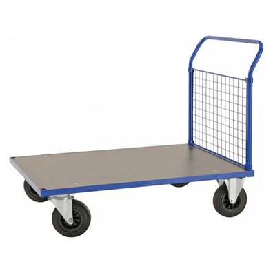 Kongamek Plattformwagen in blau 1283x800x1020mm mit MDF-Platte und Schiebebuegel mit