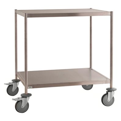 Kongamek Edelstahl- Etagenwagen vollstaendig geschweist, 2 Ladeflaechen 800x550mm Gu