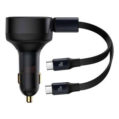 Baseus 2-in-1 Auto Ladegeraet 33W - Dual USB-C Ports, Schwarz