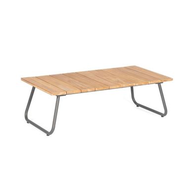 Sonnenpartner Woodland Loungetisch Gartentisch Aluminium mit Teakholz 140x70 cm