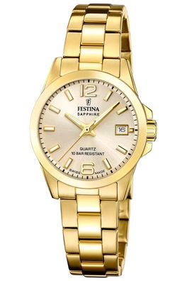 Festina Damen-Armbanduhr Goldfarben mit Saphirglas F20050/2