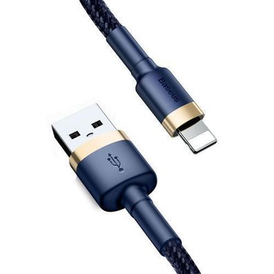 Baseus Cafule USB-A auf Lightning Kabel, 2.4A, 1m, QC 3.0, Blau/Gold, Hochgeschw