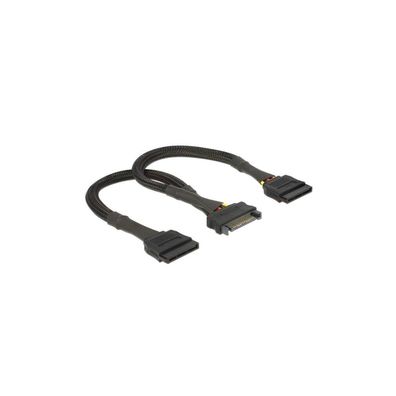 DELOCK Stromkabel SATA 15pin -> 2x SATA 15pin Bu/St 0.25m