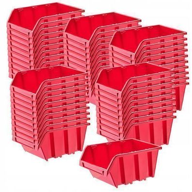 KADAX Stapelbox aus PP Kunststoff, 490 x 298 mm, Rot, 50 Stück