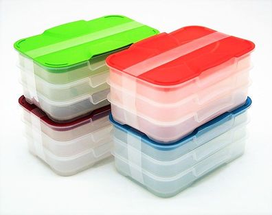 Kühlschrank Stapelbox BLAU 3er flach Wurst Käse Haushalt Gastro Schulz 441400
