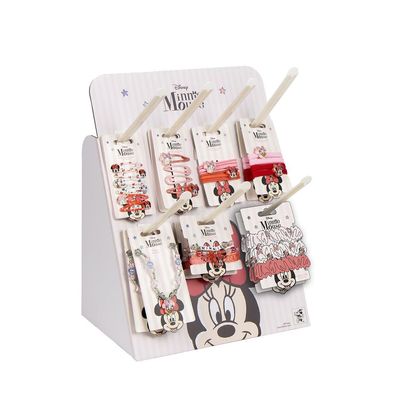 Disney Minnie Mouse Haaraccessoires Display 72-teilig mit Clips, Haargummis, Kette