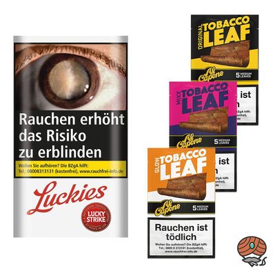 Lucky Strike Original Red 30g + Al Capone Tobacco Leaf Original, MIXX, GLOW