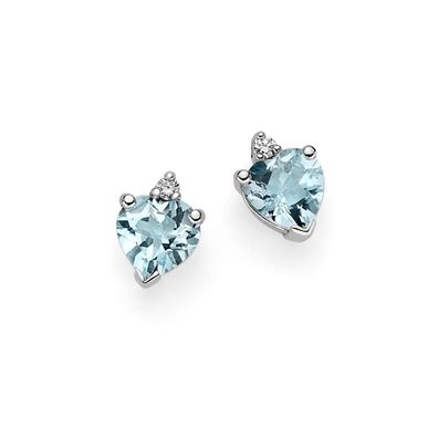 Frau Oro – DHOA7188 – Aquamarin-Ohrringe mit herzförmigen Diamanten
