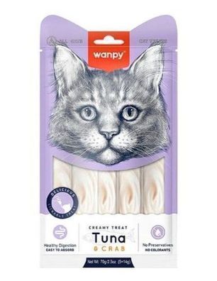 WANPY für Katzen Creamy Treat TUNA & CRAB 70 g Thunfisch und Krabbe