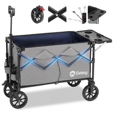 Sekey XXL Bollerwagen faltbar 150 L 150 kg mit Tischplatte und Bremse