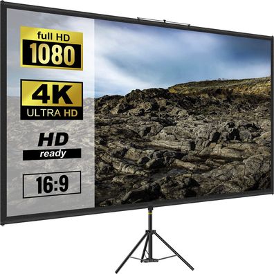VEVOR Beamer Leinwand 100 Zoll 16:9 4K mit Stativ 227x127cm höhenverstellbar