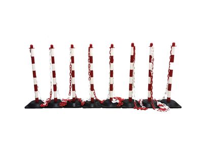 Flexibarrier Absperrset Basic 8 Pfosten mit 15m Kunststoffkette rot weiß
