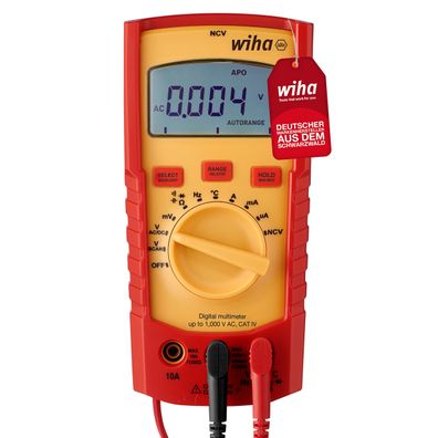 Wiha Digitalmultimeter 1000 V AC CAT IV True-RMS LCD mit AAA-Batterien