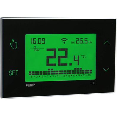Vemer VE772100 WLAN-Raumthermostat Wochenprogramm 230V Touchdisplay Schwarz