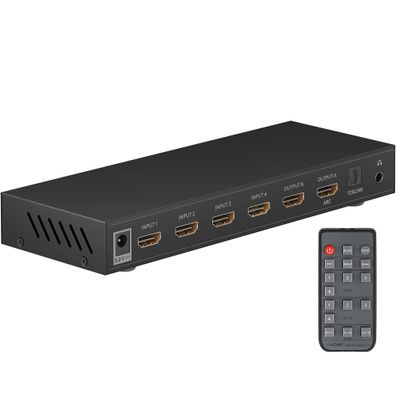 goobay HDMI Matrix Umschalter 4 auf 2 mit 4K 30Hz und Aluminiumgehäuse
