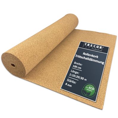 Trecor Trittschalldämmung Korkrolle 4 mm fér Laminat und Parkett 1 mÂ²