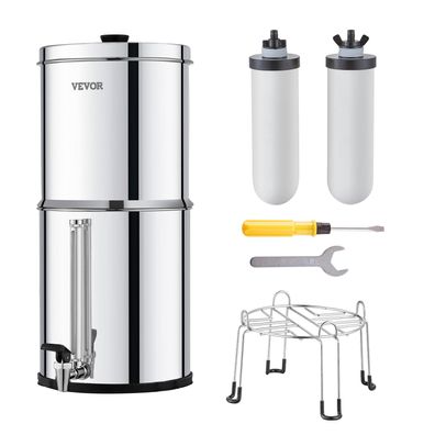 VEVOR Schwerkraft Wasserfilter Edelstahl 7,8 + 8,5 L mit 2 Keramikfiltern