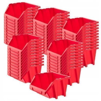 KADAX Werkstatt-Stapelkiste aus PP Kunststoff, 118 x 98 mm, Rot, 50 Stück