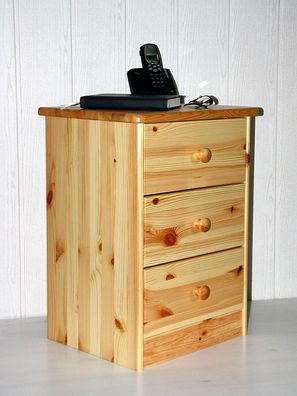 Nachtschrank mit 3 Schubladen 42x57x35cm MARIO Kiefer massiv Natur lackiert
