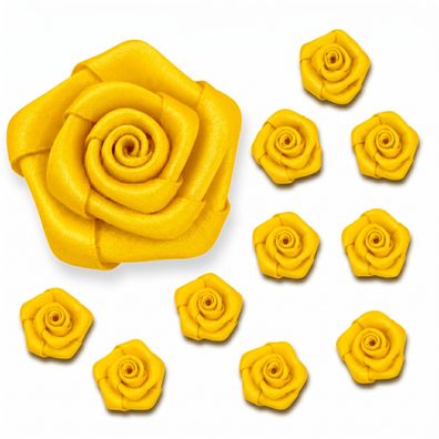 Satinrosen 3cm zum Basteln & Aufnähen 10 Stück Gelb