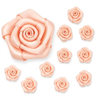 Satinrosen 3cm zum Basteln & Aufnähen 10 Stück Apricot