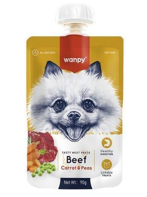 WANPY für Hunde – Pastete mit Rindfleisch, Möhren und Erbsen, 90 g