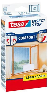 tesa Fliegengitter Comfort Klettband für Fenster 1,3 m : 1,5 m, weiß