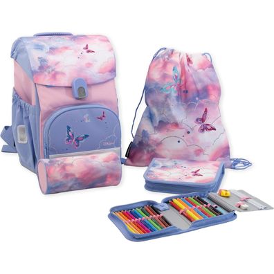 Eberhard FABER Schulranzen Set EFAlino Schmetterling Mäppchen Turnbeutel Mädchen