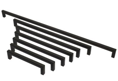 Möbelgriffe BA 128 - 480mm Küchengriffe Schwarz matt Türgriff eckig Schrankgriff