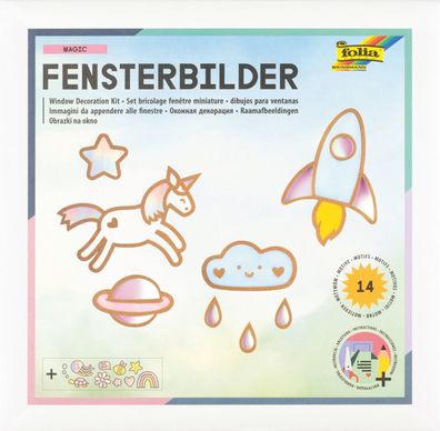 folia Fensterbilder Bastelset Magic 14 Motive 20 Teile Papier Kraftpapier Kunststoff