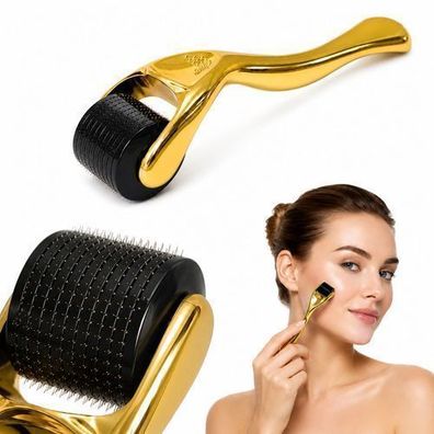Dermaroller 540 Nadeln 0,2 mm aus Titan, goldfarben
