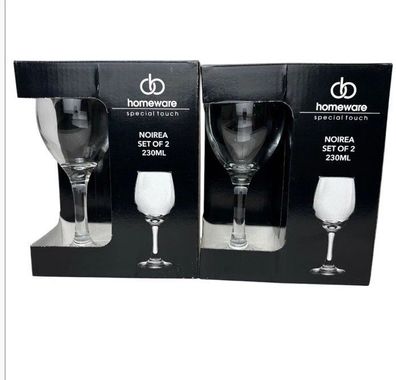 Homeware NOIREA Weingläser 4erSet 2x2 230ml Trinkgläser Kelchgläser Glas