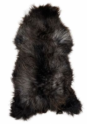 Schaffell Echt | Schwarzbraun-Silbergrau, ca. 140 cm | Langflor | Öko gegerbt