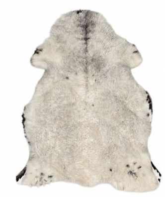 Schaffell Echt | Cremeweiß mit Silbergrau, ca. 109 cm | Weichflor | Öko gegerbt
