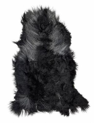 Schaffell Echt | Schwarz-Silbergrau, ca. 120 cm | Langflor | Öko gegerbt