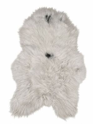 Schaffell Echt | Naturweiß-Silbergrau-Schwarz, ca. 105 cm | Langflor | Öko gegerbt
